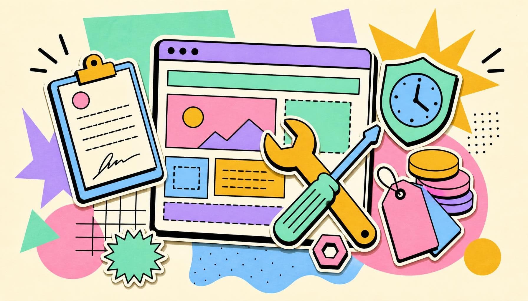 Illustration zum Thema: Website-Wartung 2026: Vertrag, Leistung und Kosten